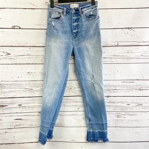 Abercrombie & Fitch 0/25 Ultra High Rise Ankle Straight Ombre Distressed Jeans